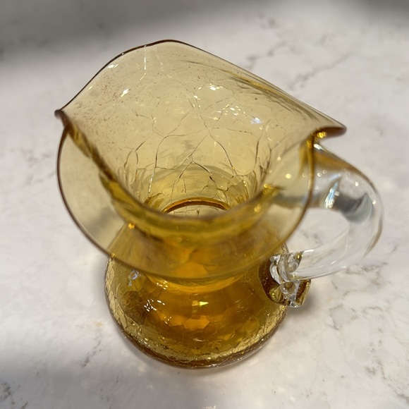 Amber crackle glass bud vase - Picture 2 of 6